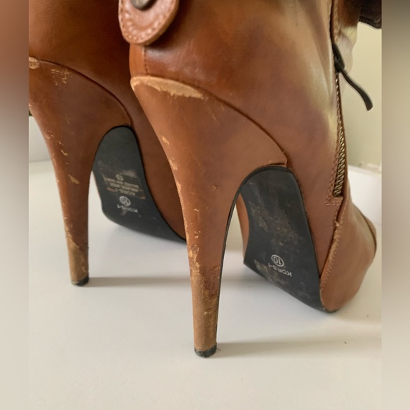Women’s size 10, Michael Kors brown leather peep-toe heeled boots - Picture 11 of 11